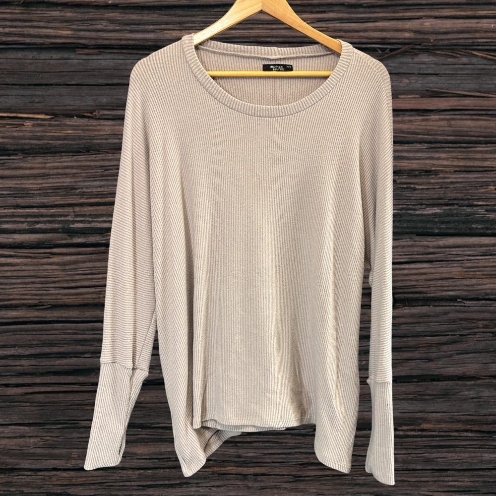 Michael Lauren mauve Asymmetrical Long Sleeve Sweatshirt